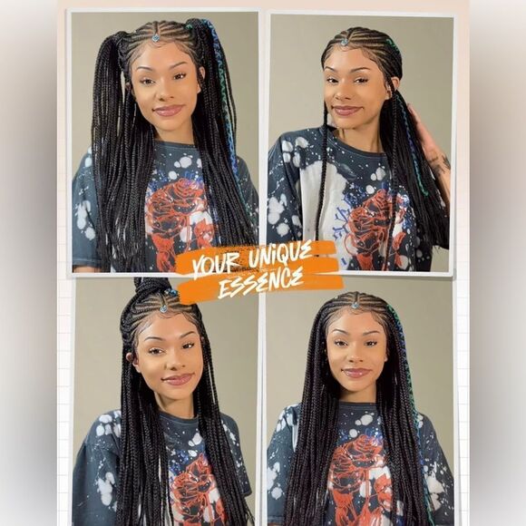 13X4 Lace Front Knotless Box Braids Lace Frontal Wig main image 5